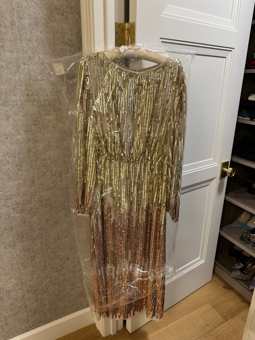 River Island Sequin Embellished Nude Dress